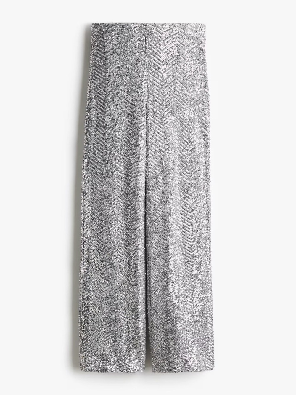Silver Sequin Wide-Leg Pant